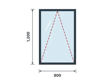 AF-08 Roof window in the slope (top-hung) technical drawing, viewed from outside