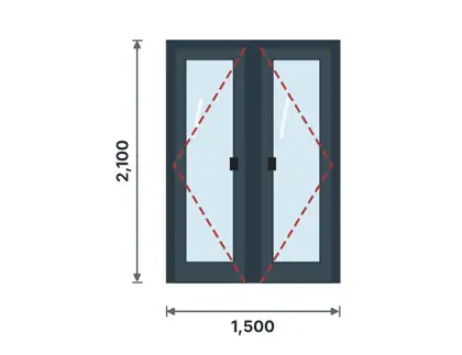 DH-02 Aluminium French doors – glass infill