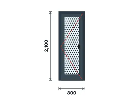 DH-04 Aluminium door – frosted glass infill technical drawing, viewed from outside