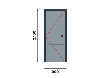 DU-01 Steel utility door, single technical drawing, viewed from outside