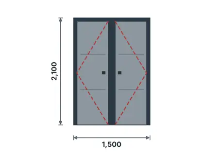 DU-02 Steel utility door, double technical drawing, viewed from outside