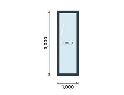 PG-02 Glazed partition, box section, tall technical drawing, viewed from outside