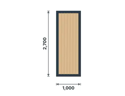 PM-01 Aluminium partition – full MDF infill technical drawing, viewed from outside