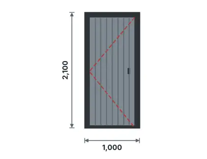 SD01-C Single steel door – Vertical fluted ribs drawing