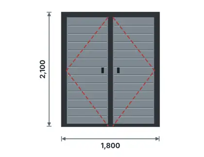 SD02-B Double steel door – Horizontal grooves drawing