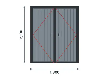 SD02-C Double steel door – Vertical fluted ribs drawing