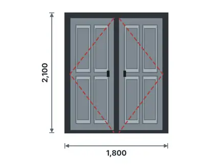 SD02-D Double steel door – 4-panel embossed drawing