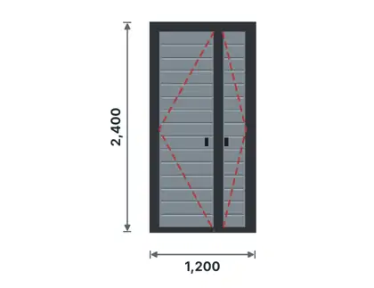 SD03-B Unequal double steel door – Horizontal grooves drawing
