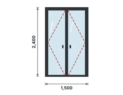 SD05-A Slim-steel glazed French doors – Plain bars drawing