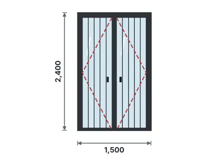 SD05-C Slim-steel glazed French doors – Vertical bars drawing