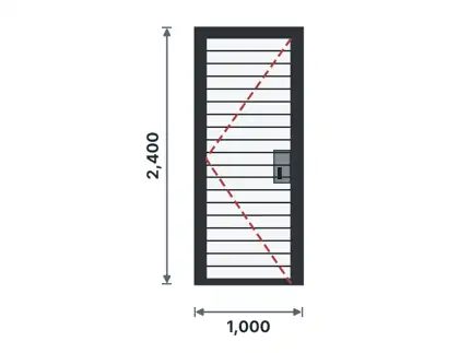 SD06-B Steel security grille door – Horizontal bars drawing