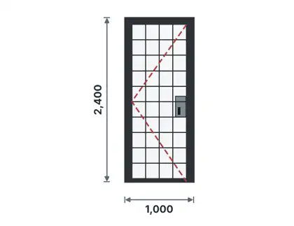 SD06-D Steel security grille door – Wide square grid drawing