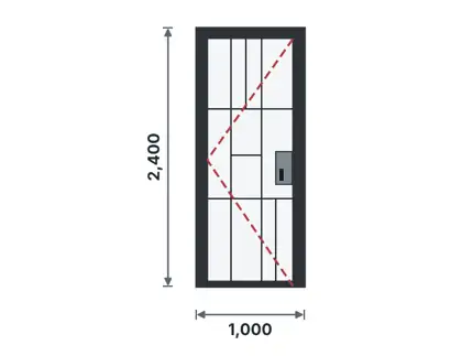 SD06-H Steel security grille door technical drawing, viewed from outside