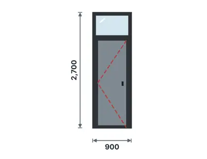 SD07-A Steel door with fanlight – Plain flush + clear glazing drawing