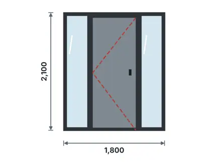 SD08-A Steel door with side lights – Plain flush + clear glazing drawing
