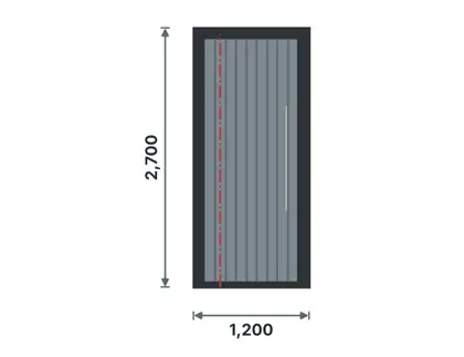 SD09-C Steel pivot entrance door – Vertical fluted ribs drawing