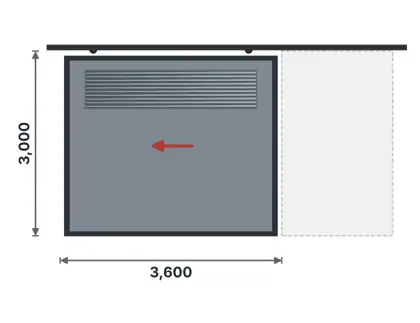 SD10-J Steel sliding warehouse door technical drawing, viewed from outside