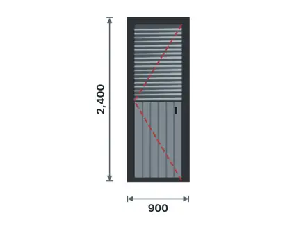 SD11-C Steel louvre door – Vertical fluted ribs drawing
