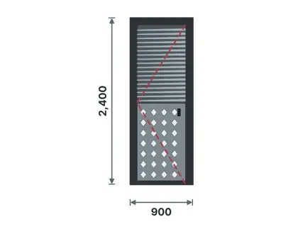 SD11-H Steel louvre door technical drawing, viewed from outside