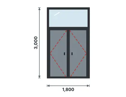 SD12-A Double steel door with fanlight – Plain flush + clear glazing drawing