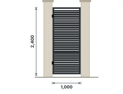 SG01-D Pedestrian swing gate – Horizontal slats (modern) drawing