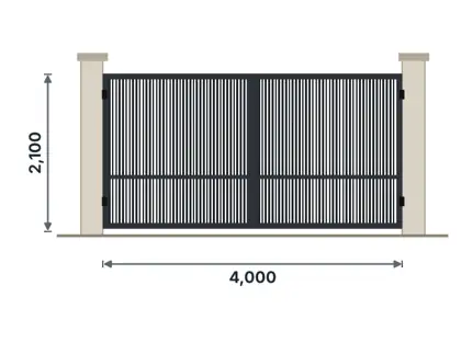 SG02-B Double swing driveway gate – Close vertical tubes drawing