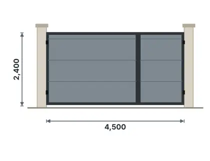 SG03-C Unequal double gate (car + pedestrian) – Full sheet (privacy) drawing