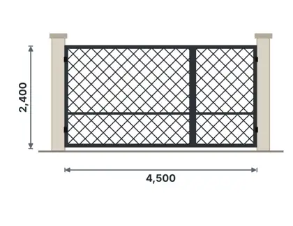 SG03-I Unequal double gate (car + pedestrian) technical drawing, viewed from outside