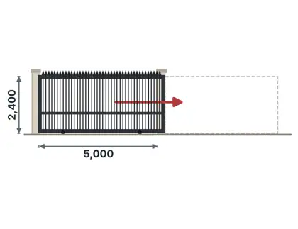 SG04-A Sliding gate on track – Spear-top vertical bars drawing