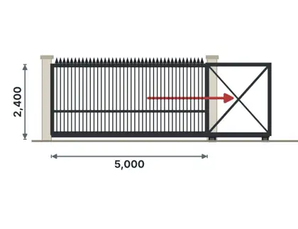 SG05-A Cantilever sliding gate – Spear-top vertical bars drawing