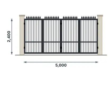 SG06-A Bi-folding gate technical drawing, viewed from outside