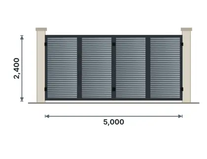 SG06-L Bi-folding gate technical drawing, viewed from outside