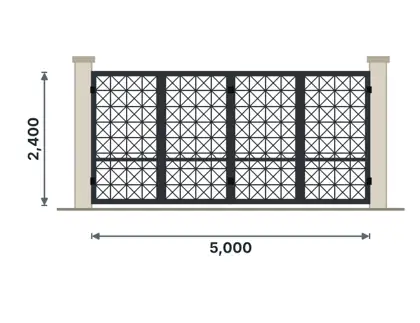 SG06-M Bi-folding gate technical drawing, viewed from outside