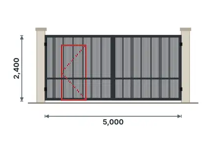SG07-B Double gate with wicket door – Close vertical tubes drawing