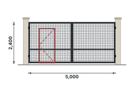 SG07-E Double gate with wicket door – Welded mesh panel drawing
