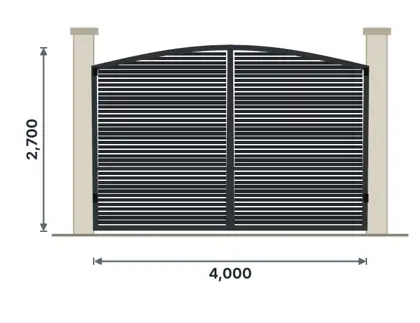 SG08-D Arched-top double gate – Horizontal slats (modern) drawing