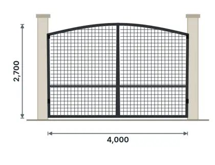 SG08-E Arched-top double gate – Welded mesh panel drawing