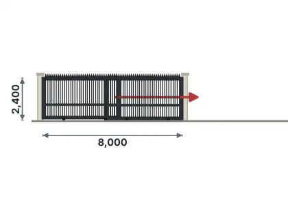 SG09-A Telescopic sliding gate – Spear-top vertical bars drawing