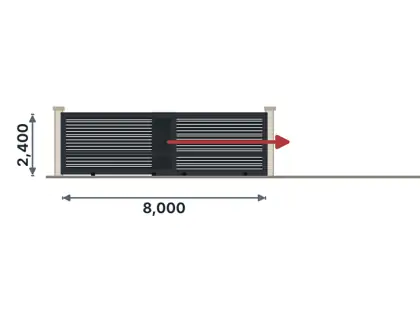 SG09-D Telescopic sliding gate – Horizontal slats (modern) drawing