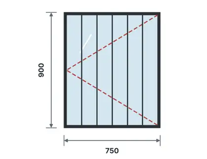 SW01-B Single casement window – Vertical bars drawing