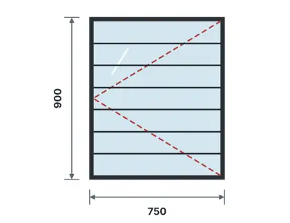 SW01-C Single casement window – Horizontal bars drawing