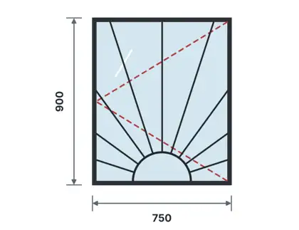 SW01-G Single casement window – Sunburst drawing