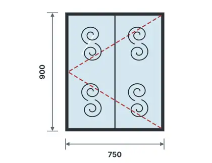 SW01-H Single casement window – Ornamental scroll drawing