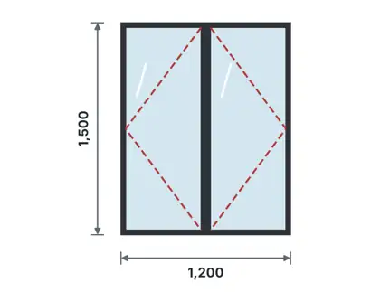 SW02-A Double casement window – Clear (no grille) drawing