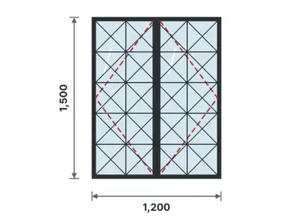 SW02-F Double casement window – Kenyan box & cross drawing