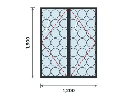 SW02-J Double casement window – Rings / circles drawing