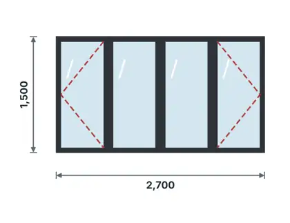 SW04-A Four-light casement window – Clear (no grille) drawing