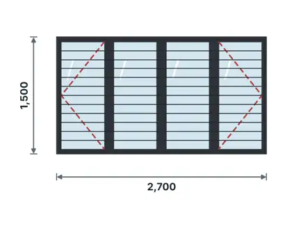 SW04-C Four-light casement window – Horizontal bars drawing