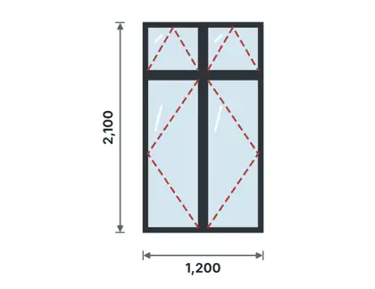 SW05-A Casement window with fanlights – Clear (no grille) drawing