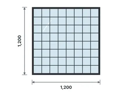 SW06-D Fixed steel window technical drawing, viewed from outside